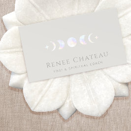 Tarjeta De Visita Entrenador espiritual de yoga en fase luna holográ