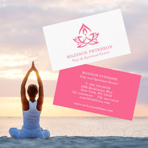 Tarjeta De Visita Entrenador espiritual del yoga Lotus Simple Pink m
