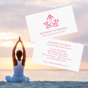 Tarjeta De Visita Entrenador espiritual del yoga Lotus Simple Pink m