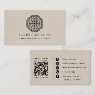 Tarjeta De Visita Entrenador Holístico Moderno de Bienestar Neutral