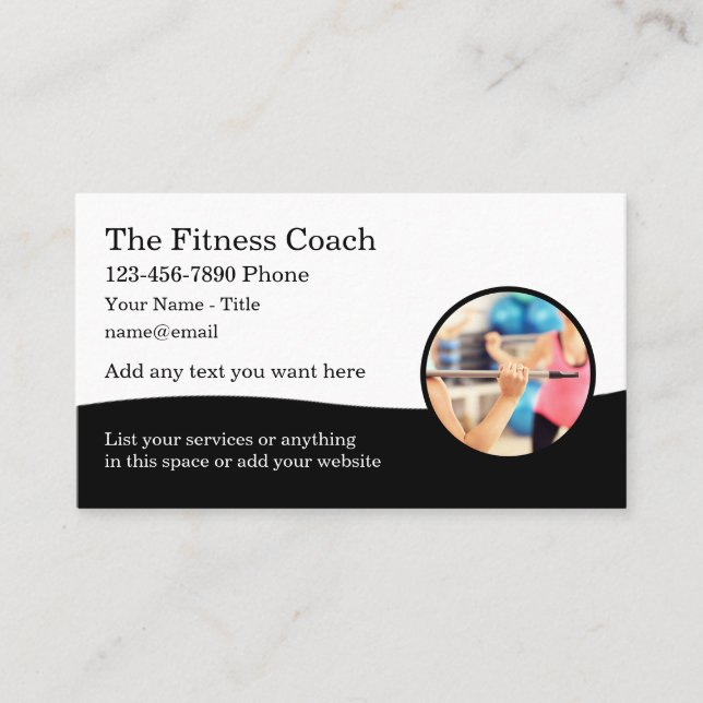 Tarjeta De Visita Entrenador Moderno De Fitness Y Clases (Anverso)