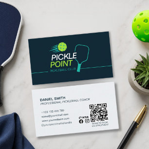 Tarjeta De Visita Entrenador Moderno de Pickleball en Negro Club de 