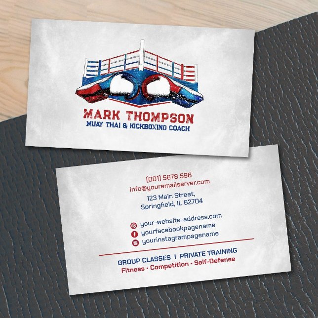 Tarjeta De Visita Entrenador Muay Thai y Kickboxing - Guantes y anil (Subido por el creador)