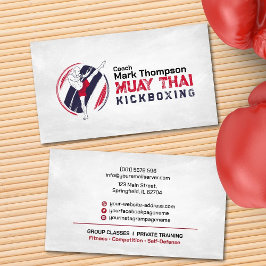 Tarjeta De Visita Entrenador Muay Thai y Kickboxing - Negocios Rojos