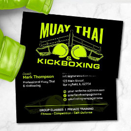 Tarjeta De Visita Entrenador Muay Thai y Kickboxing - Negro y cal