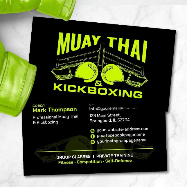 Tarjeta De Visita Entrenador Muay Thai y Kickboxing - Negro y cal (Subido por el creador)