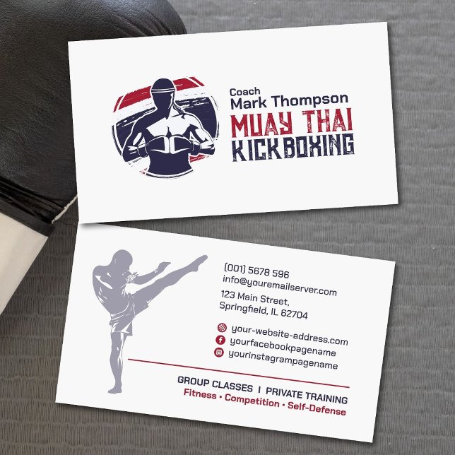 Tarjeta De Visita Entrenador Muay Thai y Kickboxing - Rojo Azul (Subido por el creador)