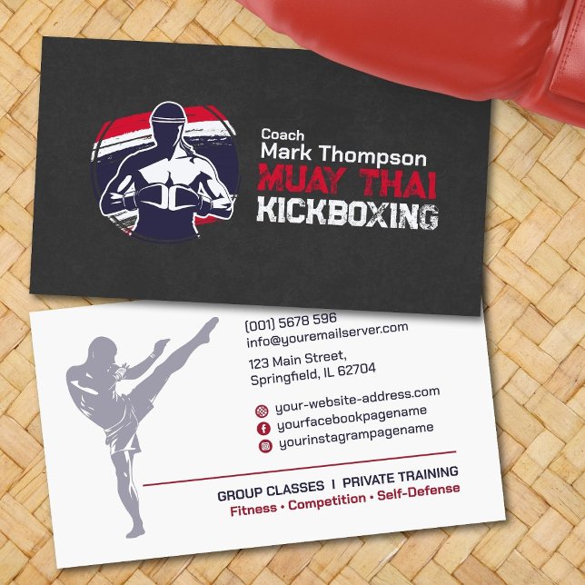 Tarjeta De Visita Entrenador Muay Thai y Kickboxing - Rojo Azul (Subido por el creador)