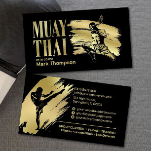 Tarjeta De Visita Entrenador Muay Thai y Kickboxing - Rojo Azul