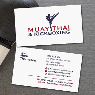 Tarjeta De Visita Entrenador Muay Thai y Kickboxing - Rojo Azul