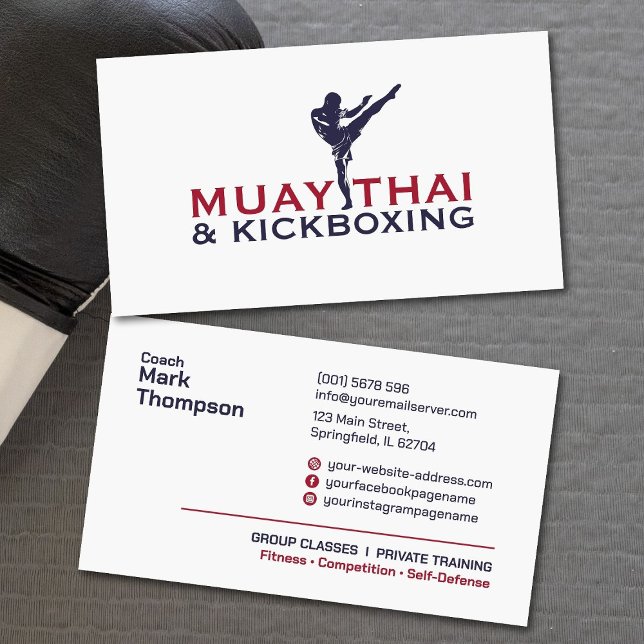 Tarjeta De Visita Entrenador Muay Thai y Kickboxing - Rojo Azul (Subido por el creador)