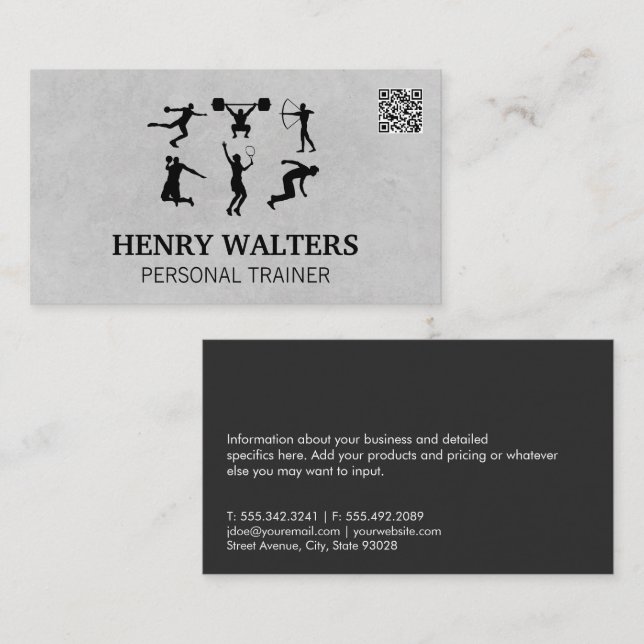 Tarjeta De Visita Entrenador personal | Actividades de fitness | Cód (Anverso / Reverso)