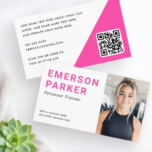 Tarjeta De Visita Entrenador personal coach de fitness foto rosa cal
