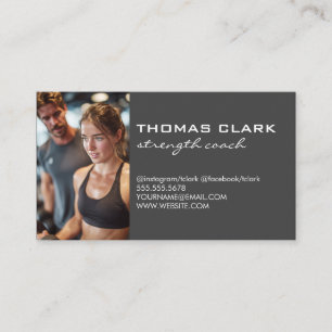 Tarjeta De Visita Entrenador personal con cliente en el gimnasio