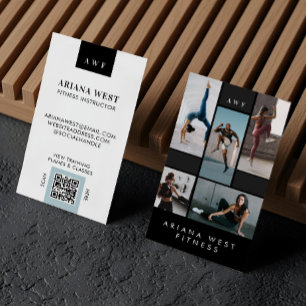 Tarjeta De Visita Entrenador Personal de Fitness con Cuadrícula de F