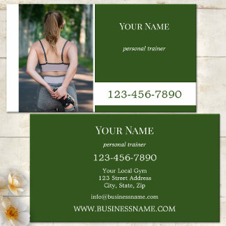 Tarjeta De Visita Entrenador Personal de Fitness con Foto de Color P