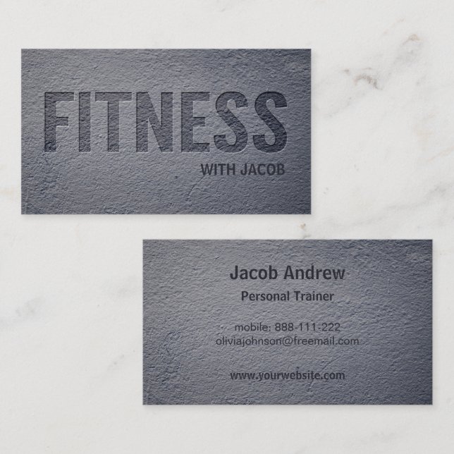 Tarjeta De Visita Entrenador Personal de Fitness de Imprenta Falsa d (Anverso / Reverso)