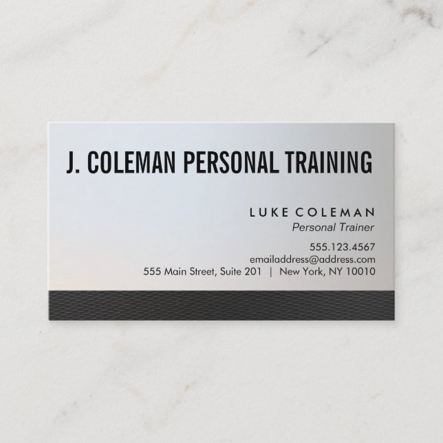 Tarjeta De Visita Entrenador personal de fitness Guay Silver Black (Anverso)