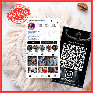 Tarjeta De Visita Entrenador Personal de Fitness Instagram Moderno y