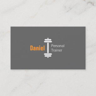 Tarjeta De Visita Entrenador Personal de Fitness Moderno Gris Pesas