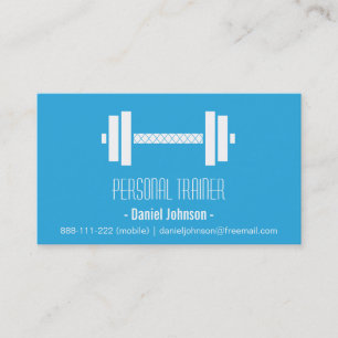 Tarjeta De Visita Entrenador Personal de Fitness Pesas Modernas Azul