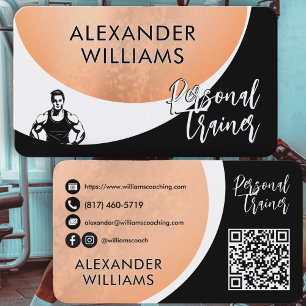 Tarjeta De Visita Entrenador Personal de Fitness QRcode Dinámico Mod