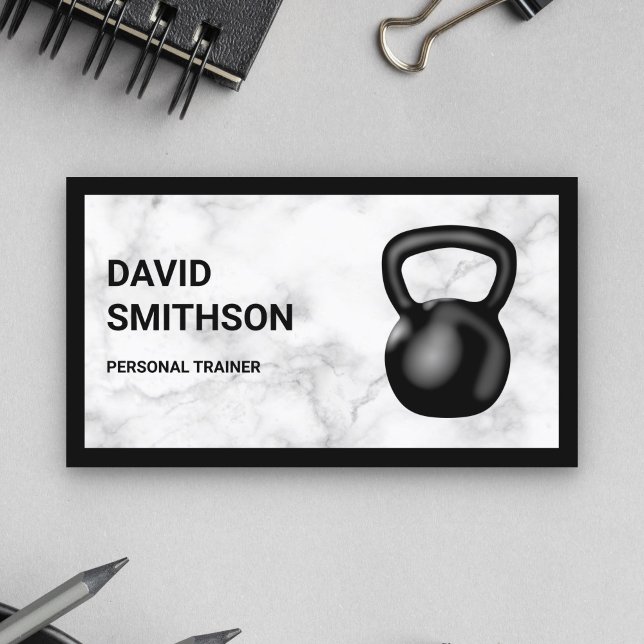 Tarjeta De Visita Entrenador personal de Kettlebell Fitness de mármo (Subido por el creador)