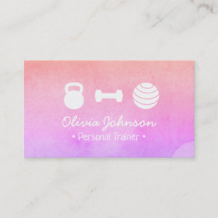 Tarjeta De Visita Entrenador Personal de Salud y Fitness Rosa Acuare