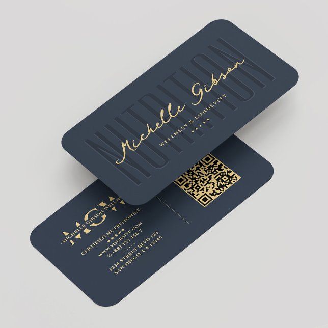Tarjeta De Visita Entrenador personal del entrenador de bienestar mo (Modern Wellness Coach Personal Trainer Dark Blue Business Card
)
