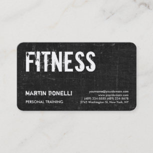 Tarjeta De Visita Entrenador personal dinámico de gris negro retro c