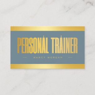 Tarjeta De Visita Entrenador Personal Dusty Blue Y Gold