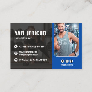Tarjeta De Visita Entrenador personal elegante y moderno con foto