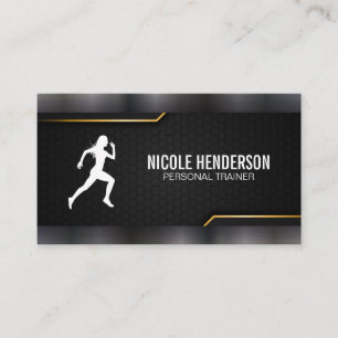 Tarjeta De Visita Entrenador Personal Estilo Metálico Oscuro