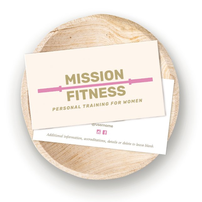 Tarjeta De Visita Entrenador personal femenino de fitness rosa (Subido por el creador)