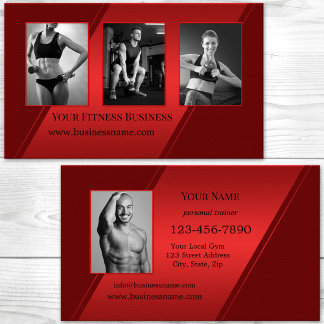 Tarjeta De Visita Entrenador Personal Fitness Rojo Burdeos Foto