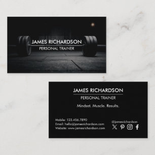 Tarjeta De Visita Entrenador Personal Foto Barbell Moderno y Tendenc