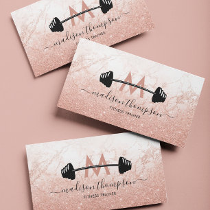 Tarjeta De Visita Entrenador personal Girly Rosa Gold