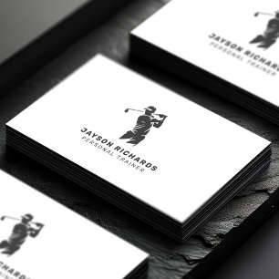 Tarjeta De Visita Entrenador Personal Gris Blanco Instructor de Golf