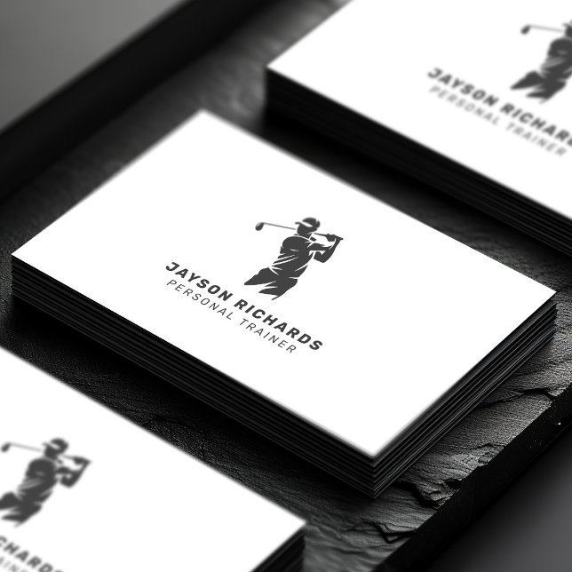 Tarjeta De Visita Entrenador Personal Gris Blanco Instructor de Golf (Subido por el creador)