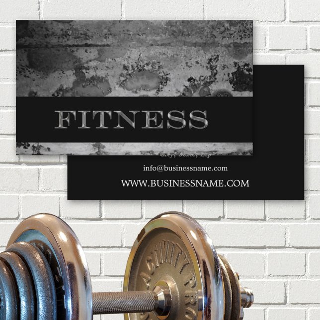 Tarjeta De Visita Entrenador personal Grunge Black Fitness (Subido por el creador)