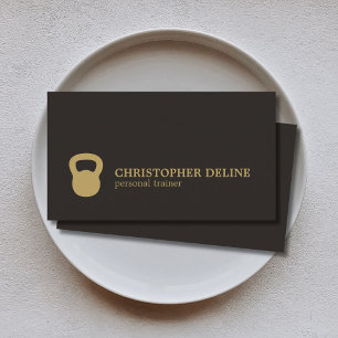 Tarjeta De Visita Entrenador personal Guay Simple Black Gold Kettleb