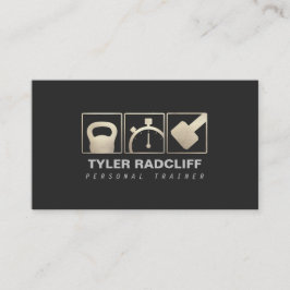 Tarjeta De Visita Entrenador personal Kettlebell, Dumbbell, Stopwatc