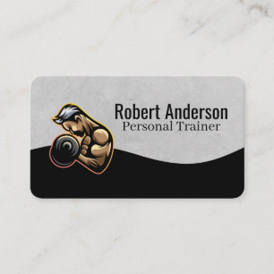 Tarjeta De Visita Entrenador Personal Logo de Fitness Levantamie