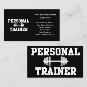 Tarjeta De Visita Entrenador Personal Mancuernas en Blanco y Negro E