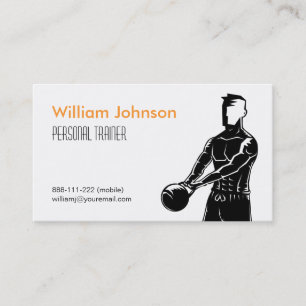 Tarjeta De Visita Entrenador Personal Masculino Moderno en Forma con