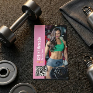 Tarjeta De Visita Entrenador Personal Moderno Fitness con Negocio de