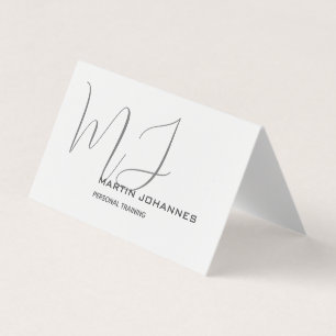 Tarjeta De Visita Entrenador Personal Moderno Gris Blanco Monogramad