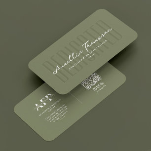 Tarjeta De Visita Entrenador personal moderno Sage Green