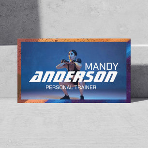 Tarjeta De Visita Entrenador Personal Moderno y Audaz Foto de Entren