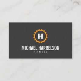 Tarjeta De Visita Entrenador personal, Monograma de engranaje de fit